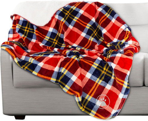 PETMAKER Waterproof Pet Blanket - 50x60 Reversible Plaid Dog Throw | Protects Couch, Car, Bed from Spills, Stains or Fur