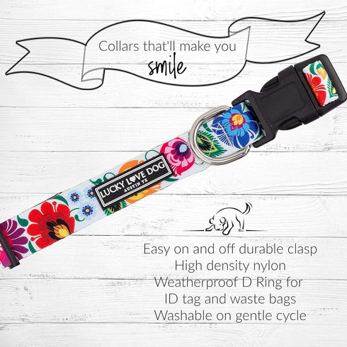Lucky Love Dog Combo Set, Floral Collar and Leash Set for Medium Dogs, Cute Girl Matching Set, Part of Purchase Donated
