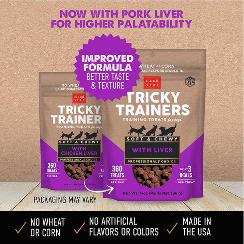 Cloud Star Tricky Trainers Chewy Dog Treats – Whole Grain Soft for Adult & Puppy