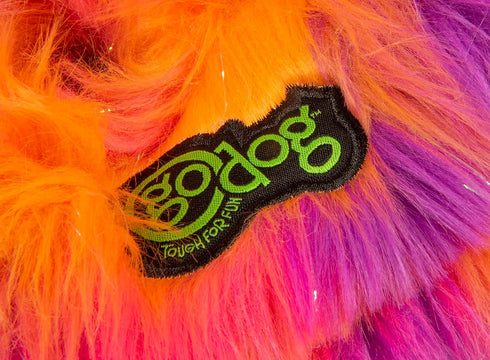 goDog Furballz Ring Squeaky Plush Dog Toy, Large, with Chew Guard Technology in Warm Rainbow