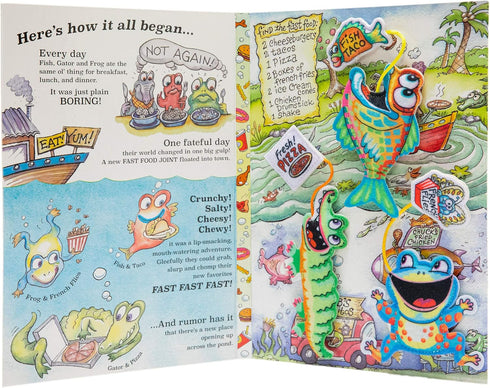 3 FUZZU Fast Food Cat Storybook | Interactive Cat Toy | Cat Activity Toy | Cat Game Board | Colorful Storybook |