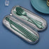 Portable Stainless Steel Flatware Set, Travel Camping Cutlery with Waterproof Case, Green