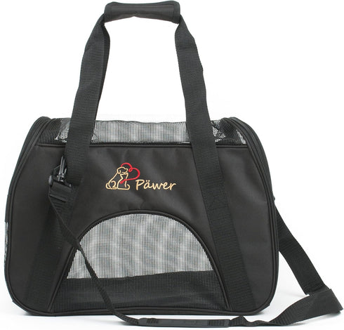 Soft-Sided Pet Carrier for Cats and Small Dogs - Black Medium Size, Washable 600D Oxford Cloth, Airline Approved Travel