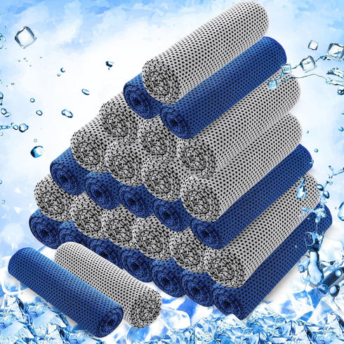 Hosuly 30 Pcs Cooling Towels - 40"x12" Ice Towel, Breathable Soft Chilly Sweat Towels for Gym and Sports