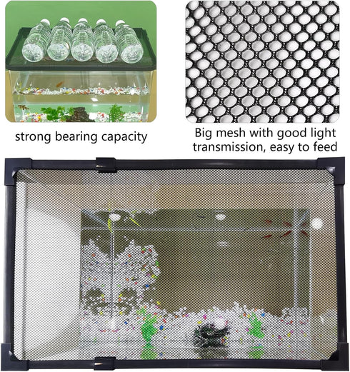 Magnetic Fish Tank Cover Net, Size 39''X19'', High Transparency, Anti Jump Net Cover (Grey)