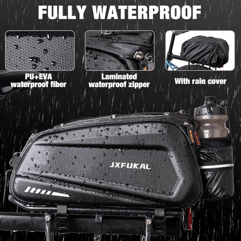 JXFUKAL Bike Bags for Bicycle Rear Rack - 9.5L/40L Hard Shell Waterproof Ebike Trunk Pannier Saddle Bag