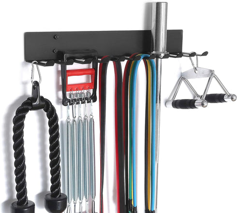 Heavy Duty Multi-Purpose Gym Equipment Storage Rack, Resistance Bands Hanger, Barbell Rack for Exercise Accessories