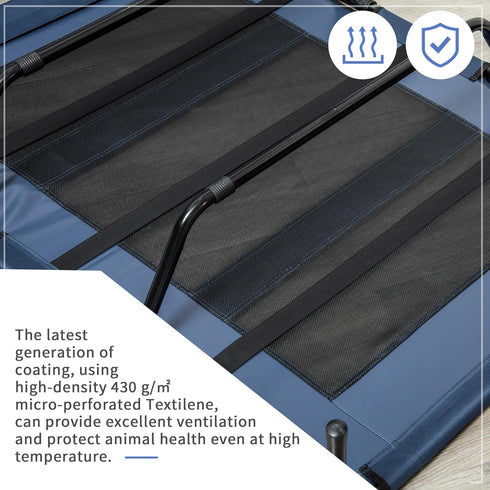 PawHut 48" x 36" Elevated Breathable Dog Bed, Portable Pet Cot with Carry Bag, Dark Blue