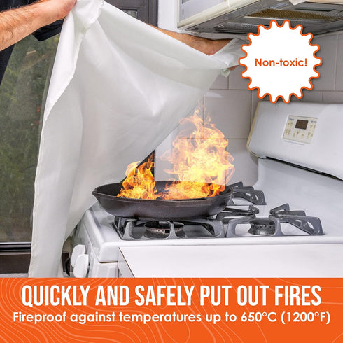 Go Time Gear Emergency Fire Blanket for Home and Kitchen, Fire Retardant Emergency Fire Blanket Kit, Survival Fireproof Blanket Up to 1,200 Degrees Fahrenheit by Go Time Gear