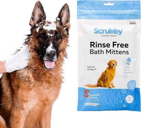 No Rinse Pet Wipes, Rinse Free Shampoo Mittens for Dogs & Cats, Bathing & Washing Pets, Pack of 15