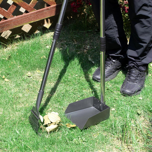 Set, Heeyoo Dog Pooper Scooper, Dog Poop Tray and Rake Pet Waste Removal Scoop with Long Adjustable Sectional Stainless
