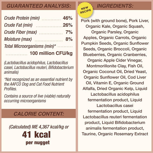 Primal Freeze Dried Dog Food Nuggets, Pork, Complete & Balanced Meal, 14 oz
