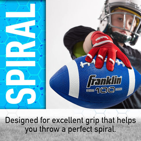 Franklin Sports Kids Junior Football - Grip-Rite 100 Youth Junior Size Rubber Footballs, Durable Outdoor Footballs
