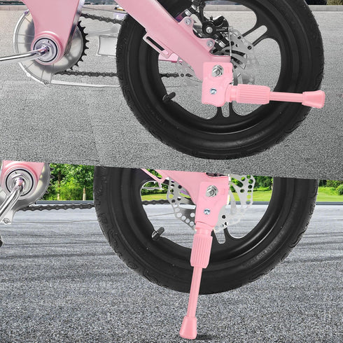 Pink Kids Bike Kickstand for 12 14 16 18 20 Inch Wheels, Rear Side Kickstand for Bicycles