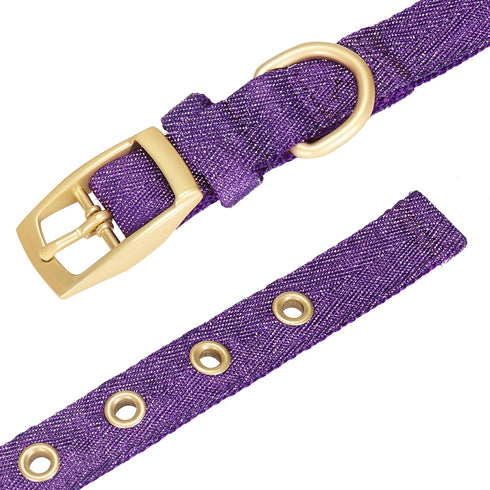 Blueberry Pet Designer Adjustable Dog Collar - Mixed Metallic Thread in Dazzling Tinsel Purple for Small Breed