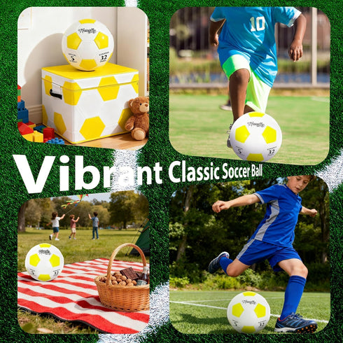 TFengfly 4 Soccer Ball Size with Pump Needle Classic Thicker PU Tight Weaved Suitable for Youth Boy Girl League Game