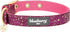 Blueberry Pet Adjustable Dog Collar in Cerise Pink, Glam Life Gold Stamping Lace, Neck 7.5-10", for Small Breed