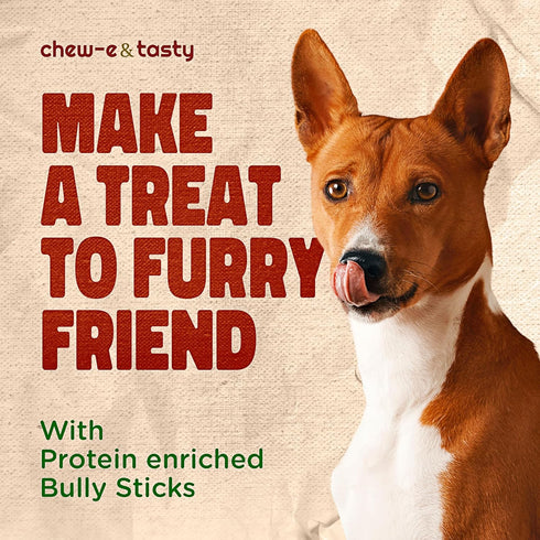chew-e&tasty 6 Inch Bully Sticks for Dogs, Pack of 10, 100% Natural, USDA Certified & Odor Free, High Protein