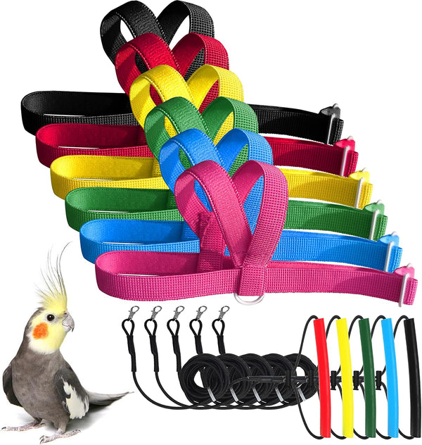 VANFAVORI Adjustable Bird Harness with 80 Inch Leash, Outdoor Training Rope Kit for Parrots S Size