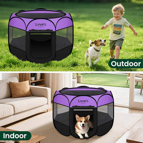 Love's cabin Pet Puppy Dog Playpen, Small Dog Tent Crates Cage Indoor/Outdoor, Portable Playpen for Cat, Foldable Pop