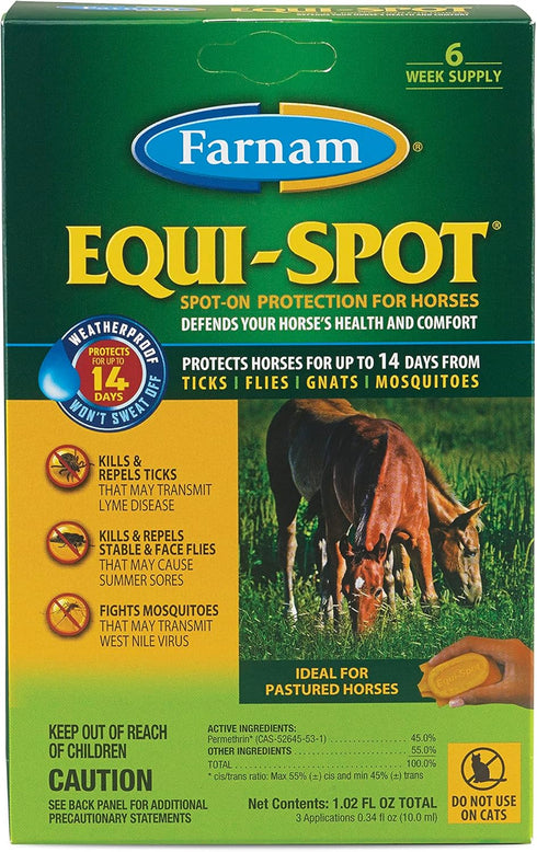 Farnam EQUI-SPOT Spot-on Protection for Horses, 6 Week Supply, 0.34 Fl Oz