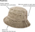 Wide Brim Washed Denim Cotton Bucket Hat, Flat Top Cap for Fishing Hiking Beach Sports