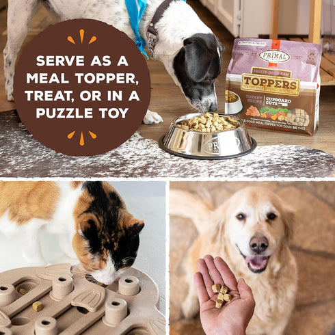 Primal Freeze Dried Raw Dog Food Topper & Cat Food Topper, Chicken, 3.5 oz, grain-free meal mixers with probiotics