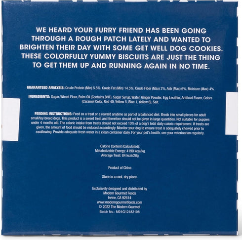 Thoughtfully Pets Get Well Dog Cookies Gift Set, Crunchy Dog Treats, Colorfully Hand Decorated Dog Biscuits, Pack of 8