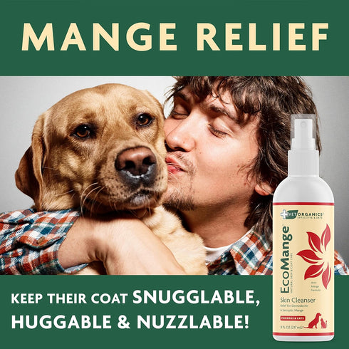 EcoMange Mange Relief for Dogs & Cats - 8 Oz. Itch Relief Spray with Herbal Extract & Essential Oil