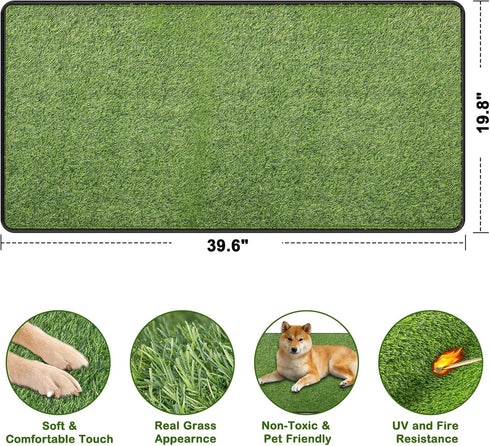 aHeemo Hemmed (19.8"x39.6") Artificial Grass for Dogs Potty, Reusable Pet Training Mat for Home and Travel, Washable