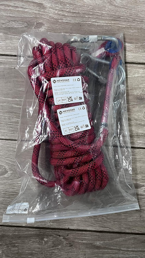 NewDoar Climbing Rope 8(5/16in), 10mm (3/8in), High Strength Accessory Cord with 2 Steel Hooks for Outdoor Rescue