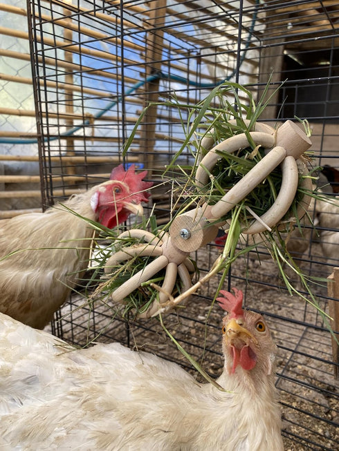 Spinning Feeder Ball Toy for Chickens, Food Holder for Backyard Coops, Enrichment Hay Ball, Gift for Chicken Keepers