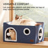 Bedsure Extra-Wide Cat House for Indoor Cats, Large Cat Cave with Fluffy Ball Hanging and Scratch Pad, Blue