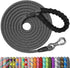 NTR 50FT Long Dog Leash - Black Rope with Swivel Lockable Hook, Comfortable Padded Handle for Training, Walking,