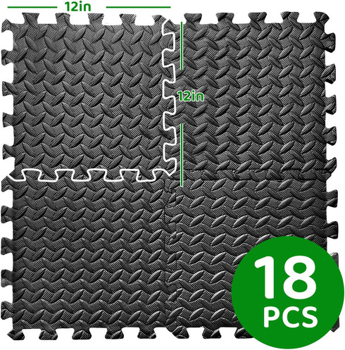 YSHUFJOI 3x6 (18-Pack) 0.4"10mm Feet Interlocking Foam Floor Mats - Thick Gym Mats for Home Workouts, Exercise & Play