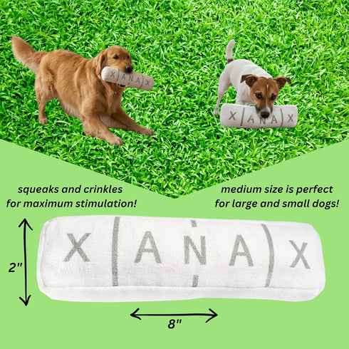 Generic Chill Xan Bar Novelty Dog Toy, Plush Squeaky Crinkle Chew Toy, White, All Breed Sizes, Boredom Buster