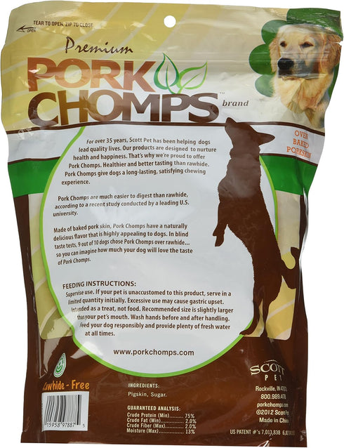 Pork Chomps Baked Pork Skin Dog Chews, 7-inch Knots, 8 Count