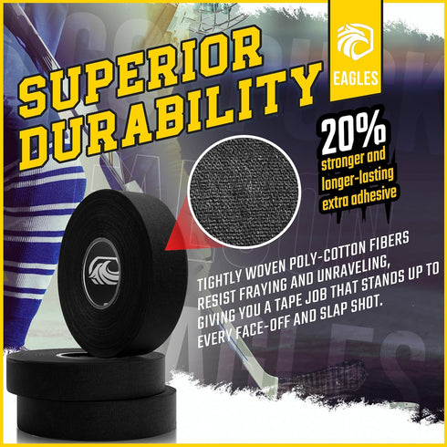 Hockey Tape Multipurpose Cloth Tape Roll for Lacrosse, Baseball & Softball, Easy Tear Over Grip - Sports Gift