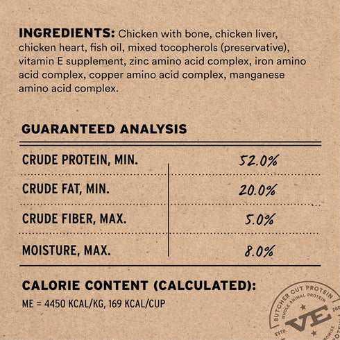 99% 12 oz Vital Essentials Freeze Dried Cat Food, Raw Chicken Soft Nibs | Complete Meal or Topper | Chicken, Organs