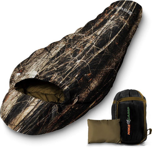 SereneLife Mummy Sleeping Bag Camping Gear - Lightweight Weather Proof Sleeping Bag for Adults/Teens with Pillow and Bag