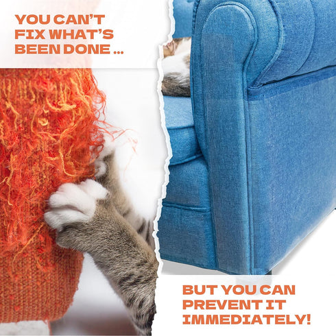 Cat Scratch Couch Protector - 12XL Sheets, Clear (Almost Invisible), Extra Durable, Easy to Customize, Residue-Free Furniture Protector