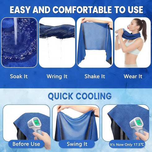 120 Pack 40"x12" (BU-60) QBrand Cooling Towels, Ice Breathable Chilly Sweat Rag Microfiber Workout Rags for Gym Towels
