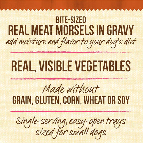 Merrick Lil’ Plates Grain Free Dinner Duos Soft Natural Wet Dog Food Variety Pack, Beef and Turkey - (1 Pack) 2.6 lb.