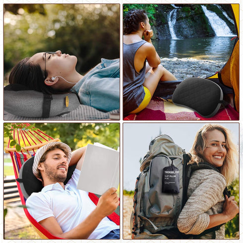 TREKOLOGY Inflatable Camping Pillow with Removable Cover, Ultralight Portable Compact Pillow for Backpacking, Hiking,
