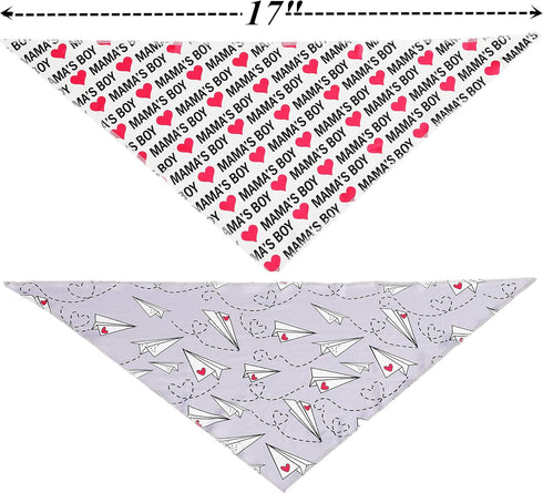 BoomBone Dog Valentines Day Bandana 2 Pack, Triangle Bibs Pet Scarf for Small Dogs, Puppy Cat