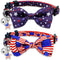 4th of July Cat Bow Tie Collar with Bell - Patriotic USA Flag Collars for Male and Female Cats