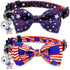 4th of July Cat Bow Tie Collar with Bell - Patriotic USA Flag Collars for Male and Female Cats