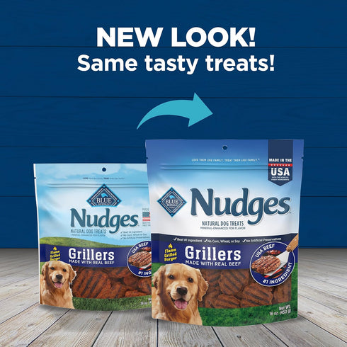 16oz Blue Buffalo Nudges Grillers Natural Dog Treats, Beef