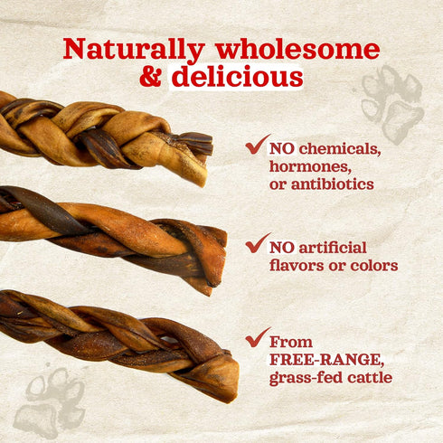 Natural Farm Braided Collagen Chews for Dogs (6 Inch, 10 Pack), Odor-Free, Rawhide Alternative
