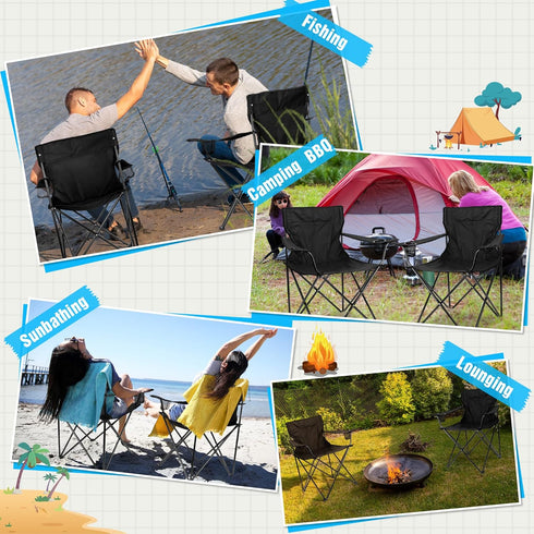 Set 2, 275lbs HaSteeL Foldable Camping Chair of Folding Camp Chairs for Adults, Large Portable Lawn Chair for Outdoors